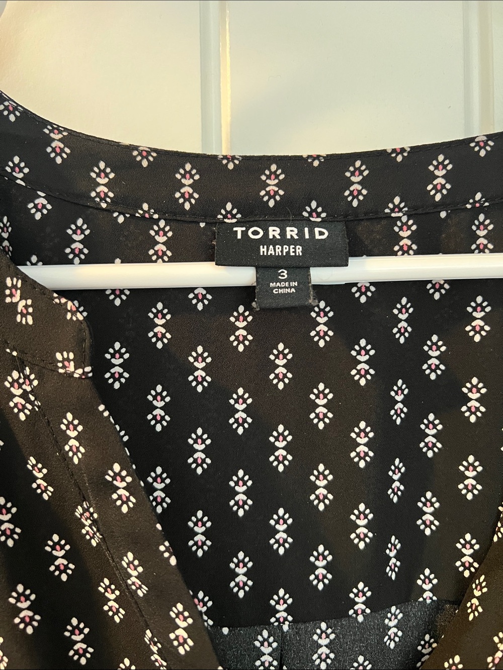 torrid Black Geometric Print Peasant Blouse - Picture 2 of 5